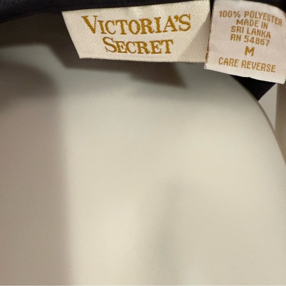 M Vs Victoria’s Secret 90’s Vintage Gold Label Satin & lace black long slip gown - Picture 8 of 9